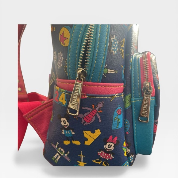 Disney Parks 2024 Loungefly Mini Backpack Mickey Minnie AOP NWT - Picture 3 of 14